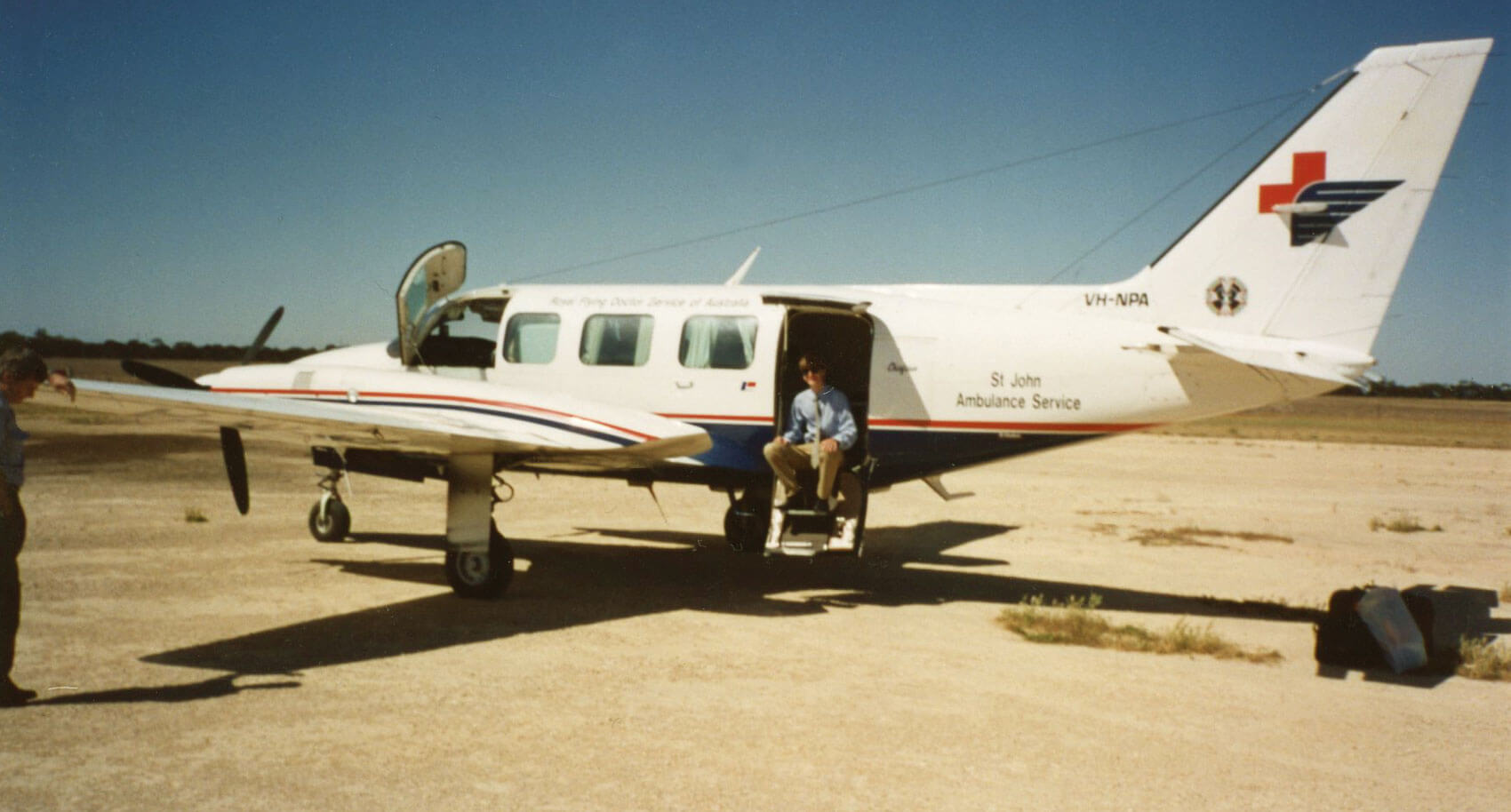 Photo showing Royal Flying Doctor Service outback medevac, South Australia, 1994.