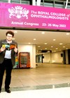 Photo of the entrance to the RCOphth Annual Congress 2022 in Glasow with Eye News Editorial Coordinator Chris Henson.