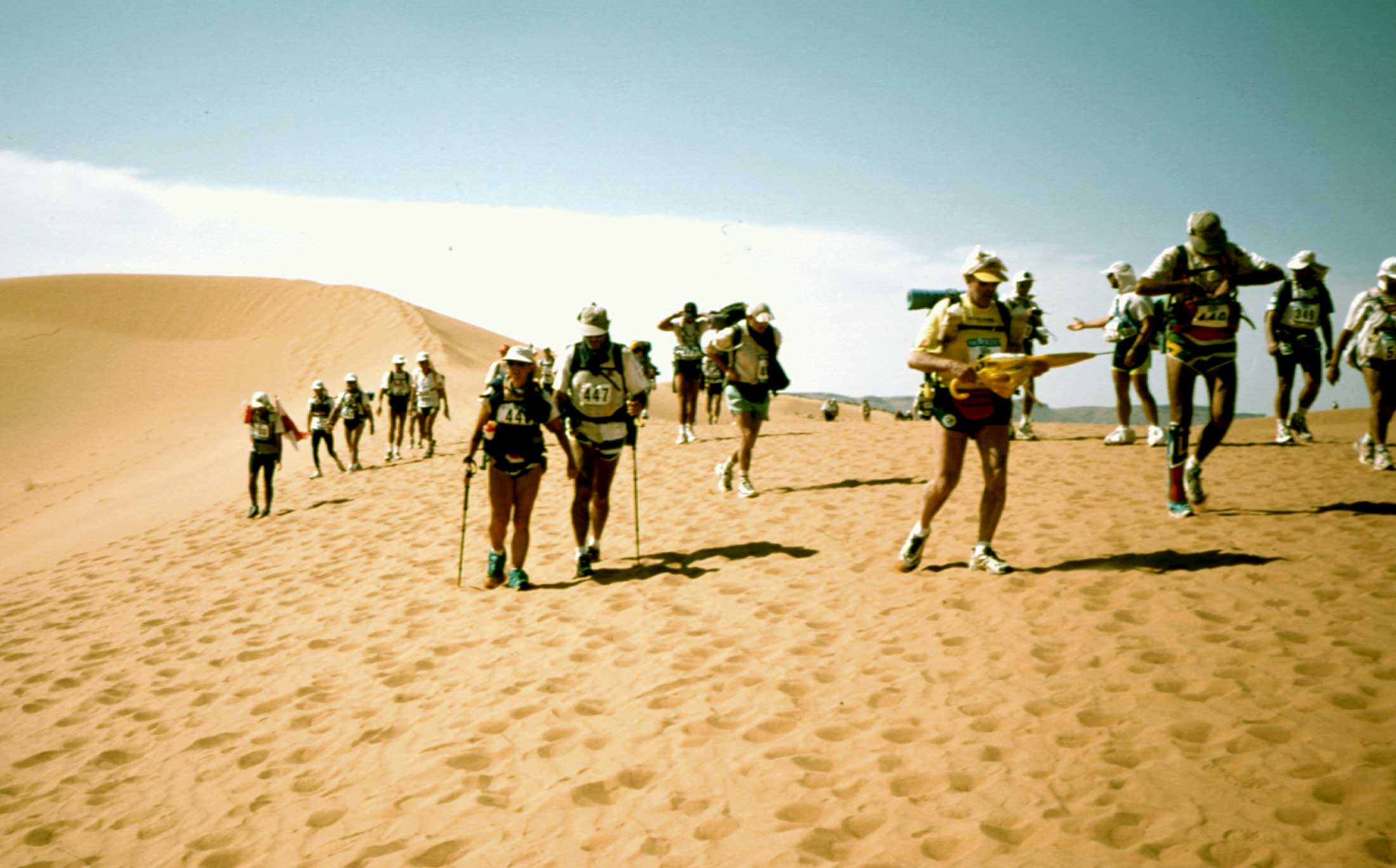 Photo of Geoff Hilton-Barber at Marathon de Sables, Morocco.