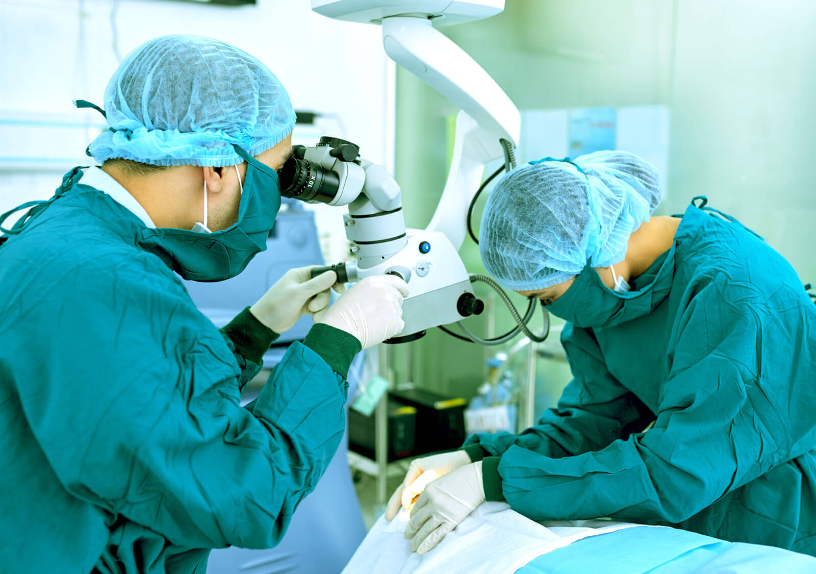 Photo showing eye surgery.